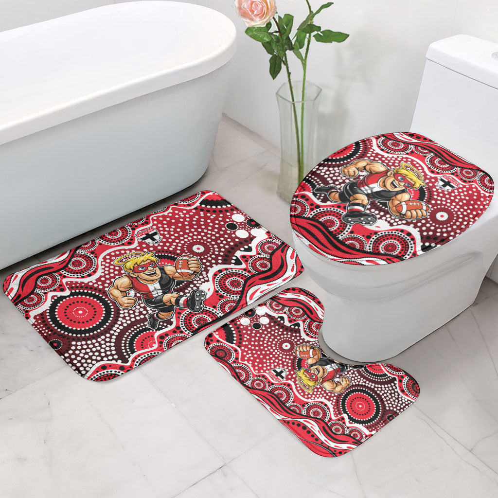 St Kilda Saints Bathroom Set Aboriginal Dot Pattern - Football Mascot Heritage Pride
