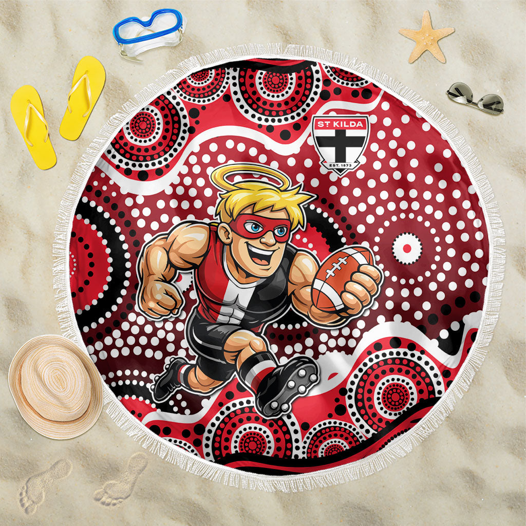 St Kilda Saints Beach Blanket Aboriginal Dot Pattern - Football Mascot Heritage Pride