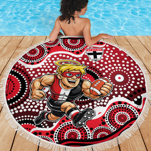 St Kilda Saints Beach Blanket Aboriginal Dot Pattern - Football Mascot Heritage Pride
