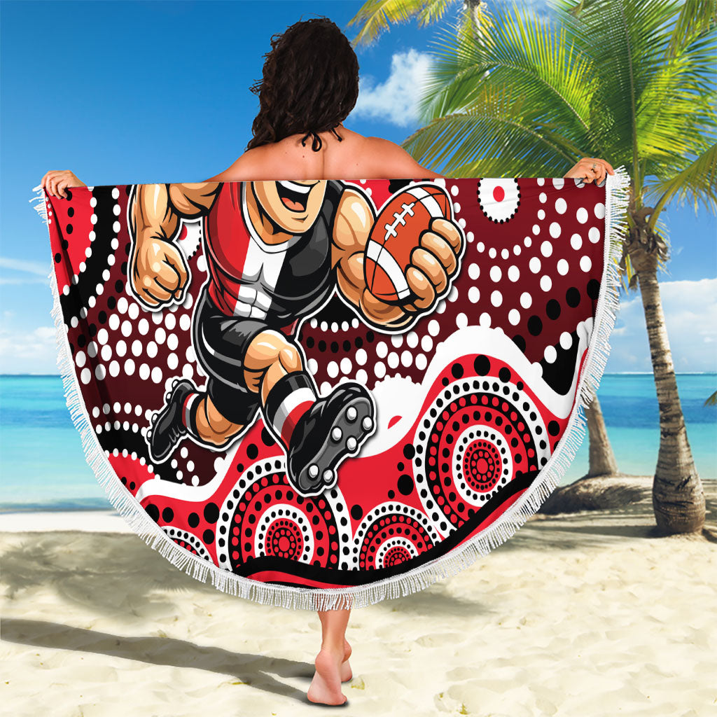 St Kilda Saints Beach Blanket Aboriginal Dot Pattern - Football Mascot Heritage Pride