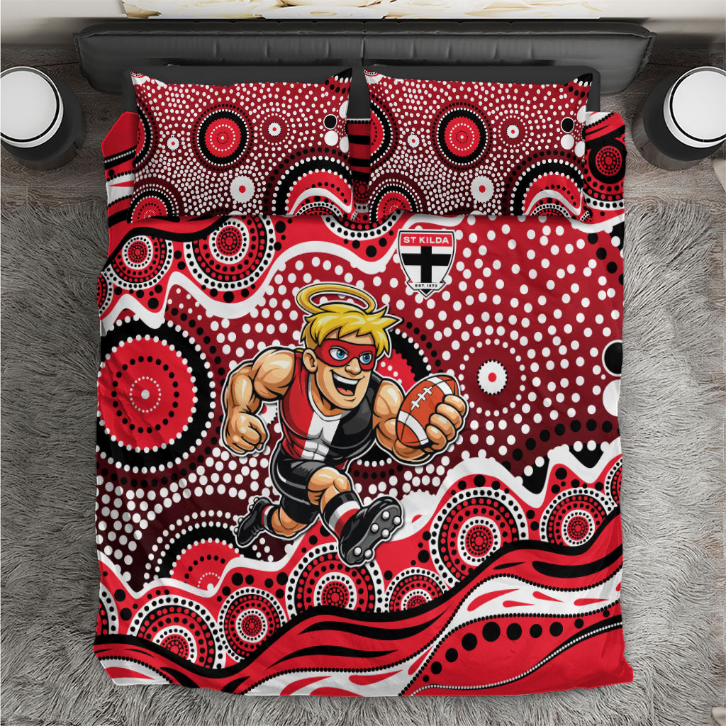 St Kilda Saints Bedding Set Aboriginal Dot Pattern - Football Mascot Heritage Pride