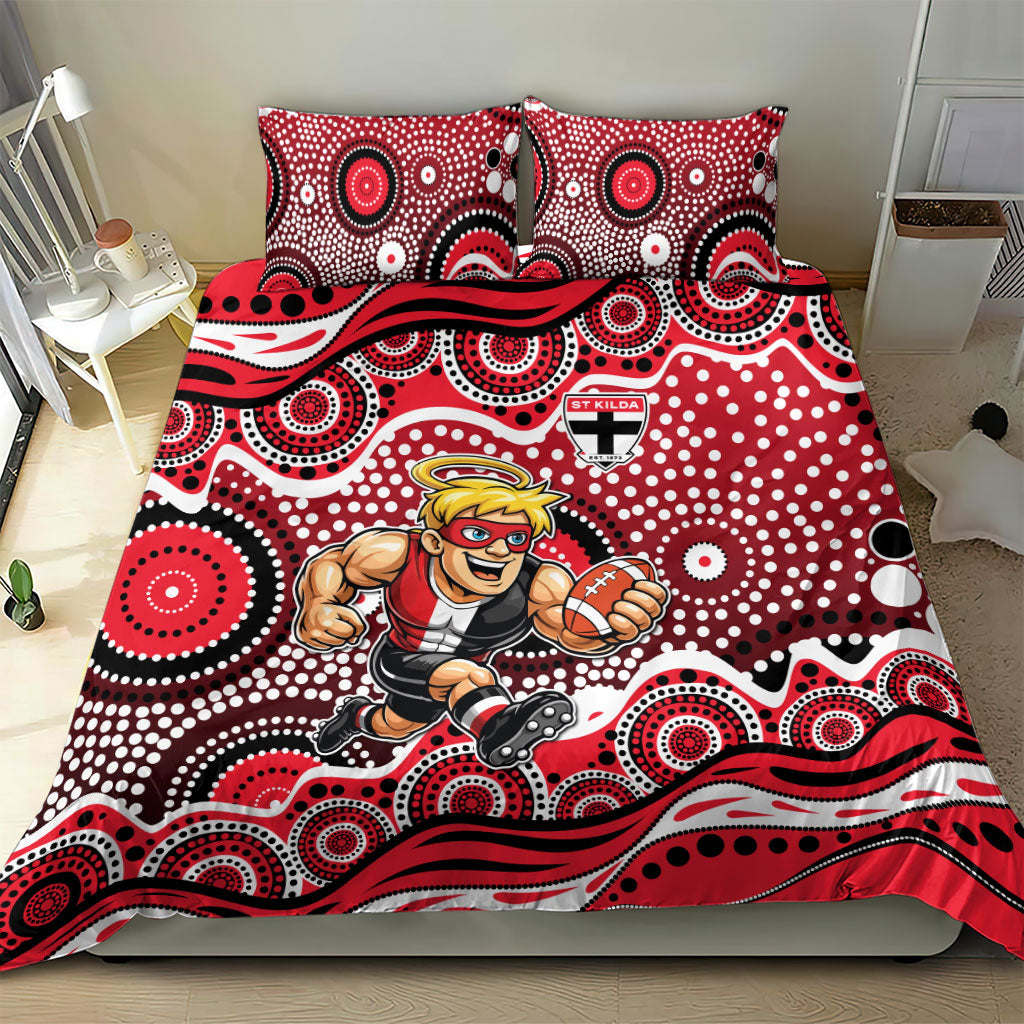 St Kilda Saints Bedding Set Aboriginal Dot Pattern - Football Mascot Heritage Pride