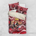 St Kilda Saints Bedding Set Aboriginal Dot Pattern - Football Mascot Heritage Pride