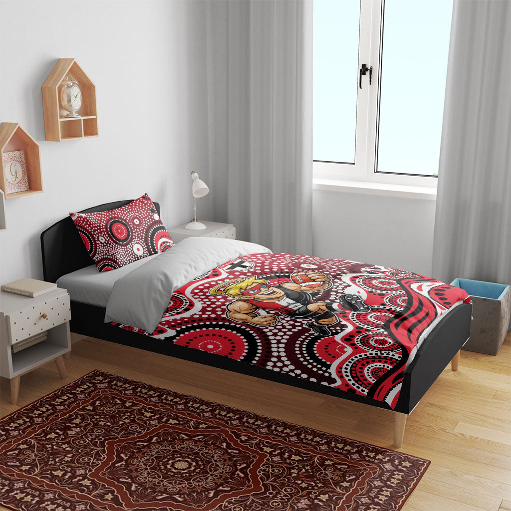 St Kilda Saints Bedding Set Aboriginal Dot Pattern - Football Mascot Heritage Pride
