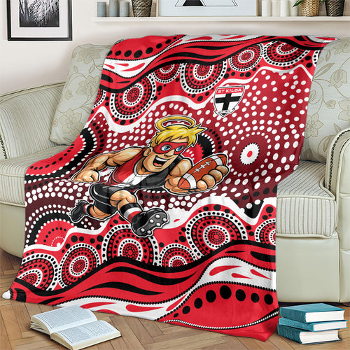 St Kilda Saints Blanket Aboriginal Dot Pattern - Football Mascot Heritage Pride