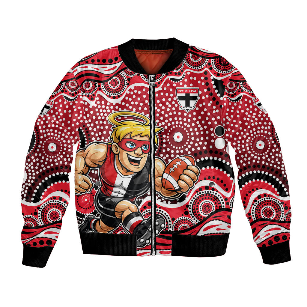 St Kilda Saints Bomber Jacket Aboriginal Dot Pattern - Football Mascot Heritage Pride