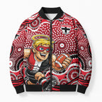St Kilda Saints Bomber Puffer Jacket Aboriginal Dot Pattern - Football Mascot Heritage Pride