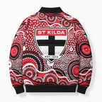 St Kilda Saints Bomber Puffer Jacket Aboriginal Dot Pattern - Football Mascot Heritage Pride