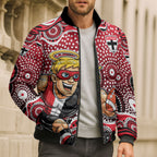 St Kilda Saints Bomber Puffer Jacket Aboriginal Dot Pattern - Football Mascot Heritage Pride