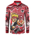 St Kilda Saints Button Sweatshirt Aboriginal Dot Pattern - Football Mascot Heritage Pride