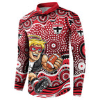 St Kilda Saints Button Sweatshirt Aboriginal Dot Pattern - Football Mascot Heritage Pride