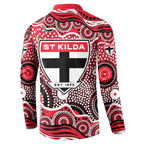 St Kilda Saints Button Sweatshirt Aboriginal Dot Pattern - Football Mascot Heritage Pride