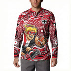 St Kilda Saints Button Sweatshirt Aboriginal Dot Pattern - Football Mascot Heritage Pride