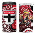 St Kilda Saints 4 in 1 Can Cooler Tumbler Aboriginal Dot Pattern - Football Mascot Heritage Pride