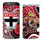 St Kilda Saints 4 in 1 Can Cooler Tumbler Aboriginal Dot Pattern - Football Mascot Heritage Pride