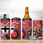 St Kilda Saints 4 in 1 Can Cooler Tumbler Aboriginal Dot Pattern - Football Mascot Heritage Pride