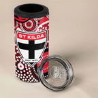 St Kilda Saints 4 in 1 Can Cooler Tumbler Aboriginal Dot Pattern - Football Mascot Heritage Pride