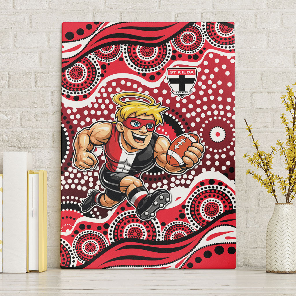 St Kilda Saints Canvas Wall Art Aboriginal Dot Pattern - Football Mascot Heritage Pride