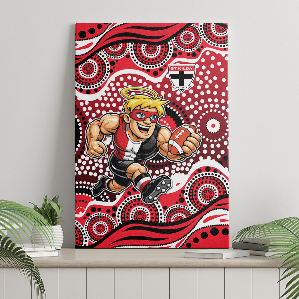 St Kilda Saints Canvas Wall Art Aboriginal Dot Pattern - Football Mascot Heritage Pride