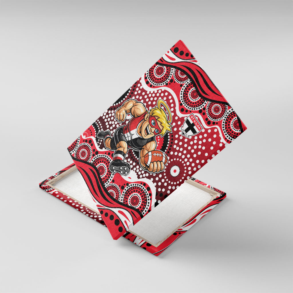St Kilda Saints Canvas Wall Art Aboriginal Dot Pattern - Football Mascot Heritage Pride