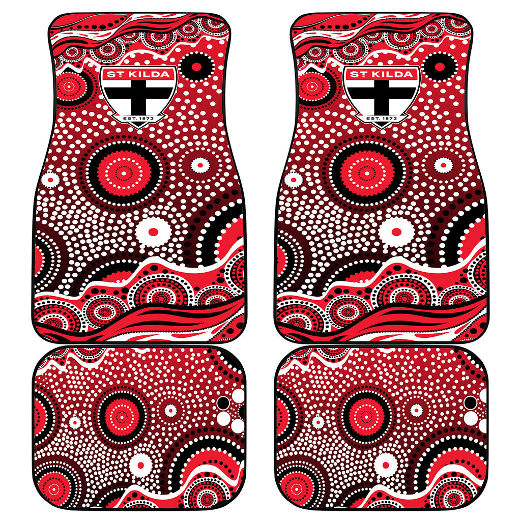 St Kilda Saints Car Mats Aboriginal Dot Pattern - Football Mascot Heritage Pride