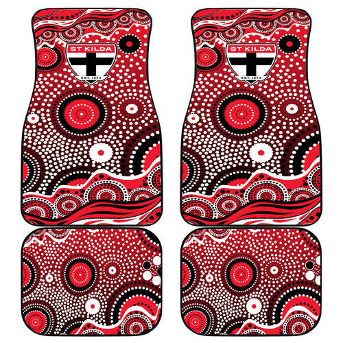 St Kilda Saints Car Mats Aboriginal Dot Pattern - Football Mascot Heritage Pride