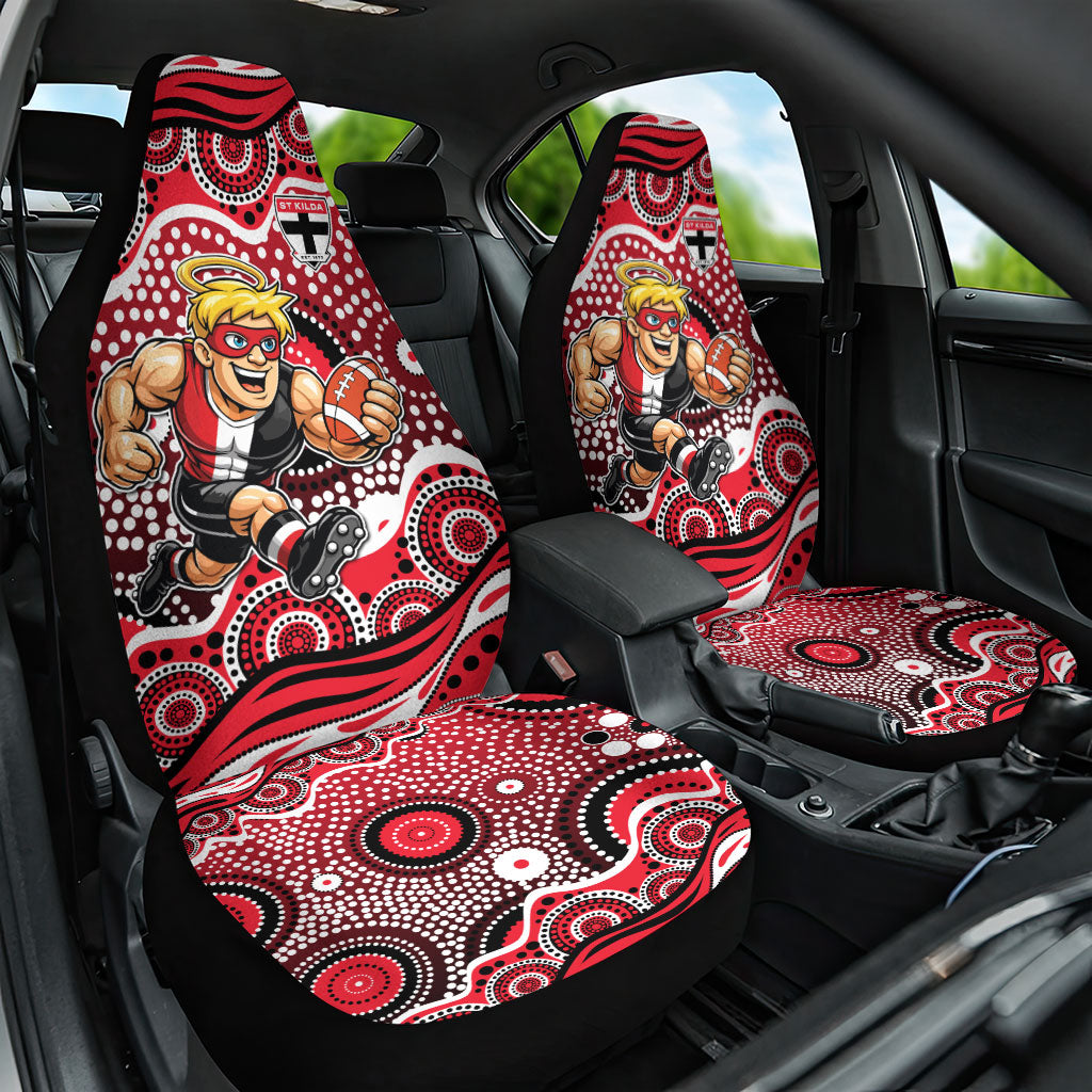 St Kilda Saints Car Seat Cover Aboriginal Dot Pattern - Football Mascot Heritage Pride