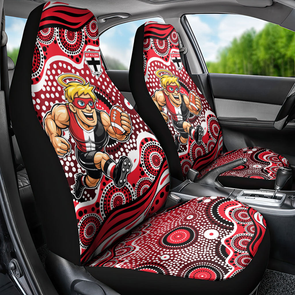 St Kilda Saints Car Seat Cover Aboriginal Dot Pattern - Football Mascot Heritage Pride