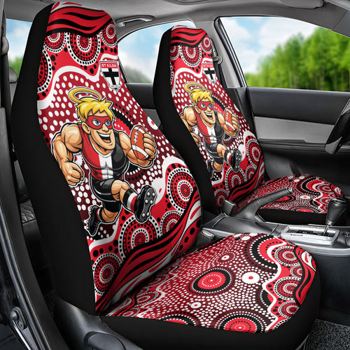 St Kilda Saints Car Seat Cover Aboriginal Dot Pattern - Football Mascot Heritage Pride