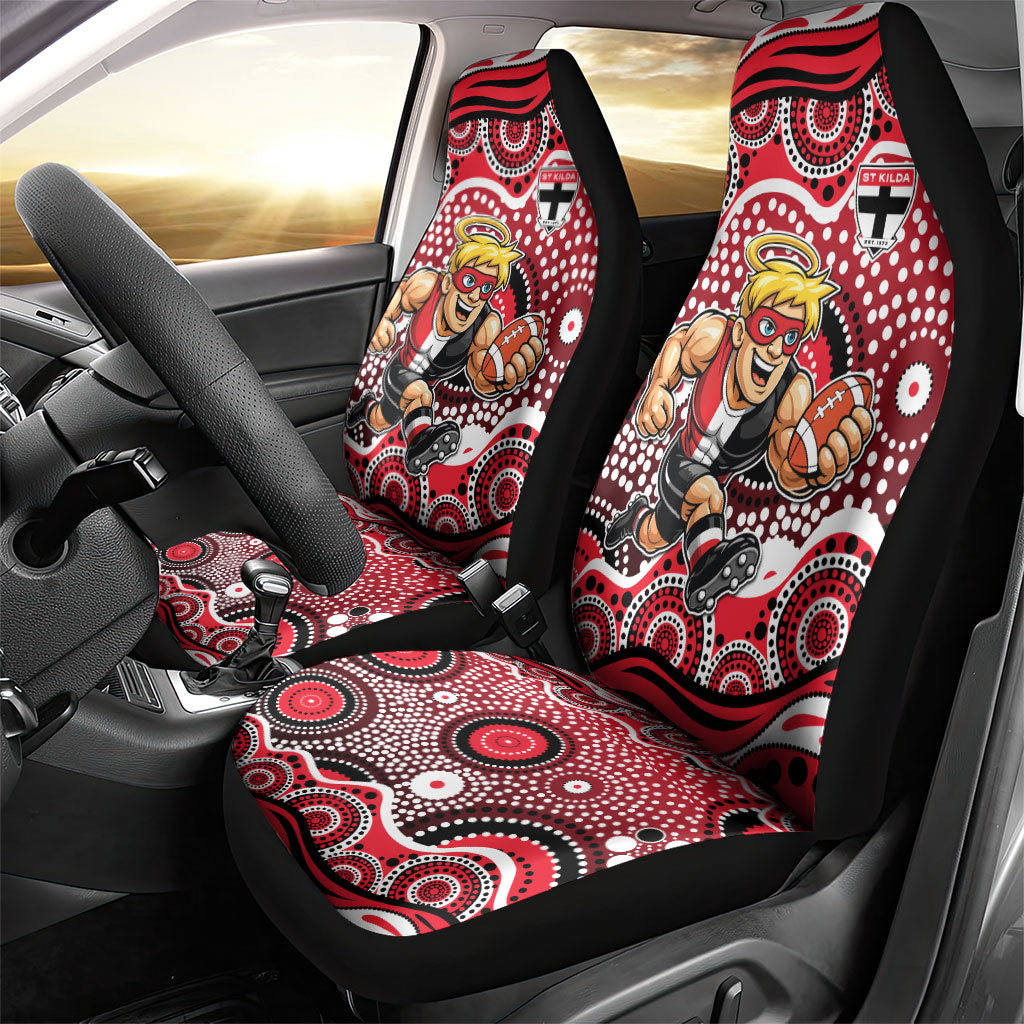 St Kilda Saints Car Seat Cover Aboriginal Dot Pattern - Football Mascot Heritage Pride