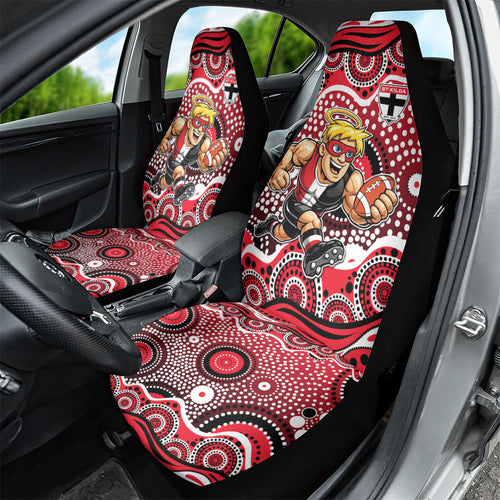 St Kilda Saints Car Seat Cover Aboriginal Dot Pattern - Football Mascot Heritage Pride