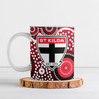 St Kilda Saints Ceramic Mug Aboriginal Dot Pattern - Football Mascot Heritage Pride