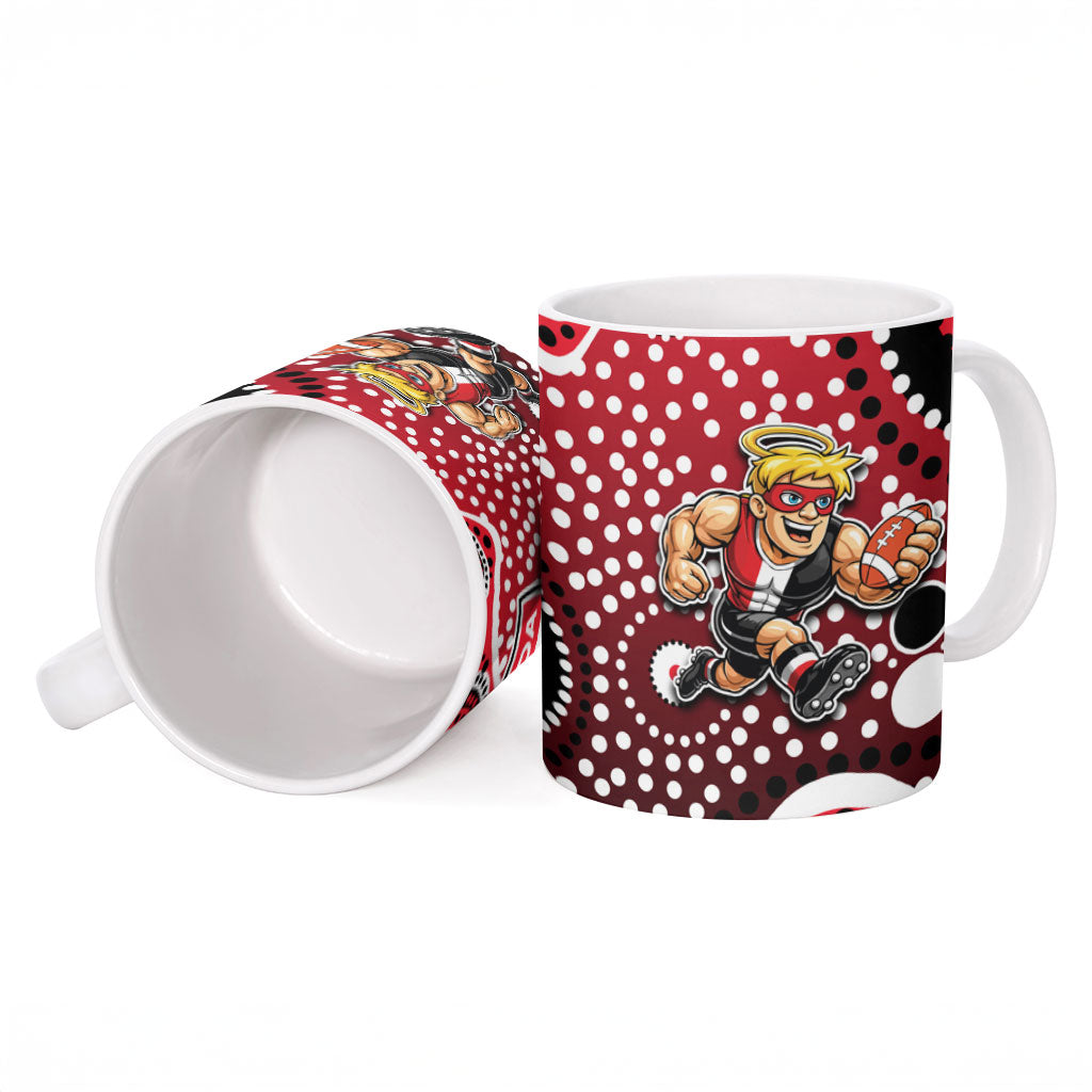 St Kilda Saints Ceramic Mug Aboriginal Dot Pattern - Football Mascot Heritage Pride