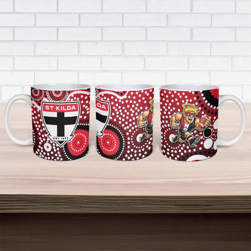 St Kilda Saints Ceramic Mug Aboriginal Dot Pattern - Football Mascot Heritage Pride