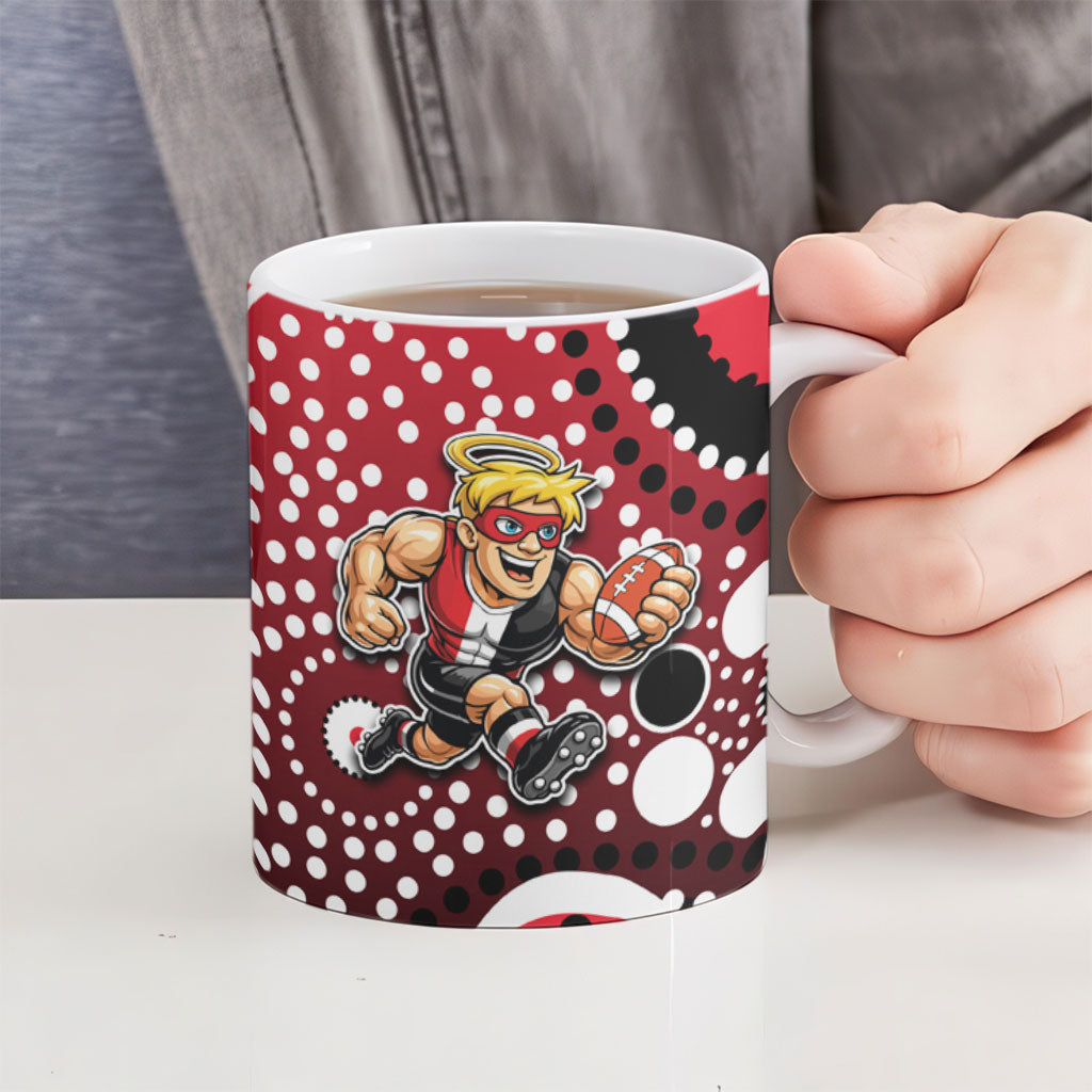 St Kilda Saints Ceramic Mug Aboriginal Dot Pattern - Football Mascot Heritage Pride