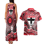 St Kilda Saints Couples Matching Tank Maxi Dress and Hawaiian Shirt Aboriginal Dot Pattern - Football Mascot Heritage Pride