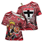 St Kilda Saints Cross Shoulder Shirt Aboriginal Dot Pattern - Football Mascot Heritage Pride