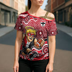 St Kilda Saints Cross Shoulder Shirt Aboriginal Dot Pattern - Football Mascot Heritage Pride