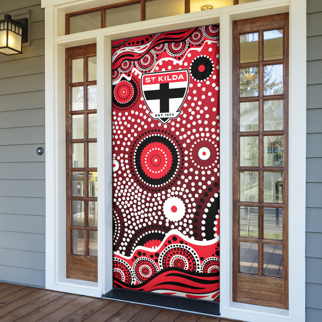 St Kilda Saints Door Cover Aboriginal Dot Pattern - Football Mascot Heritage Pride