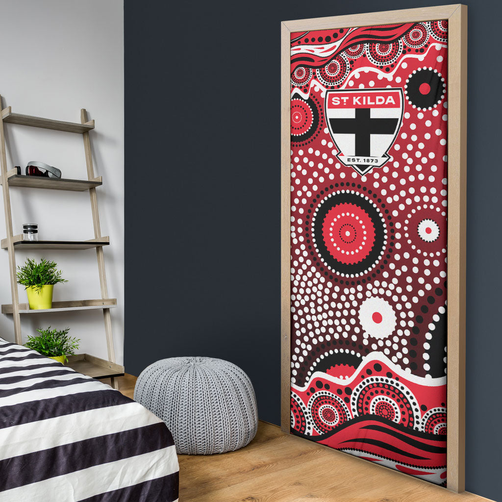 St Kilda Saints Door Cover Aboriginal Dot Pattern - Football Mascot Heritage Pride