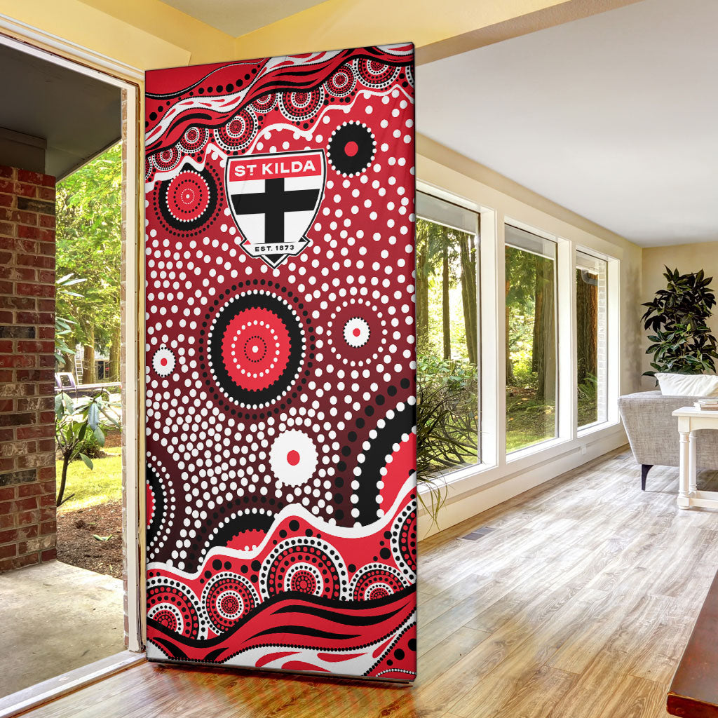 St Kilda Saints Door Cover Aboriginal Dot Pattern - Football Mascot Heritage Pride