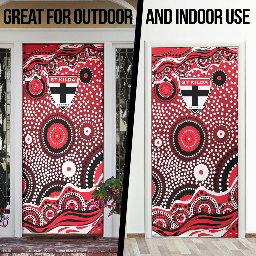 St Kilda Saints Door Cover Aboriginal Dot Pattern - Football Mascot Heritage Pride