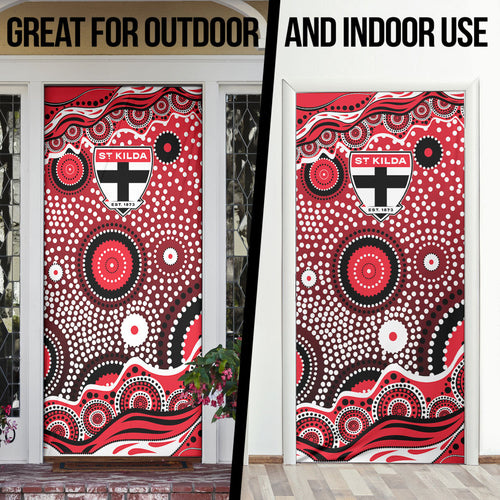 St Kilda Saints Door Cover Aboriginal Dot Pattern - Football Mascot Heritage Pride
