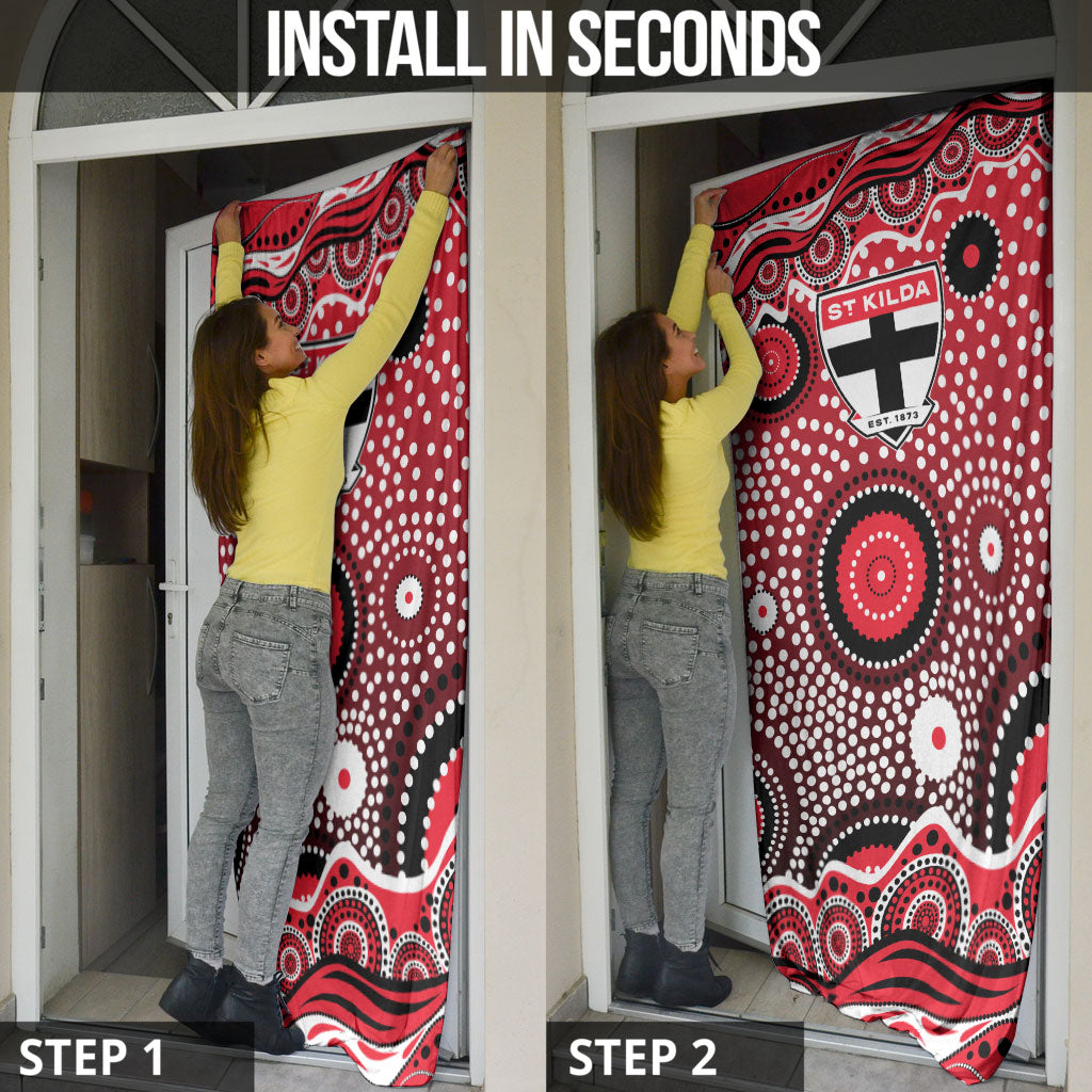 St Kilda Saints Door Cover Aboriginal Dot Pattern - Football Mascot Heritage Pride