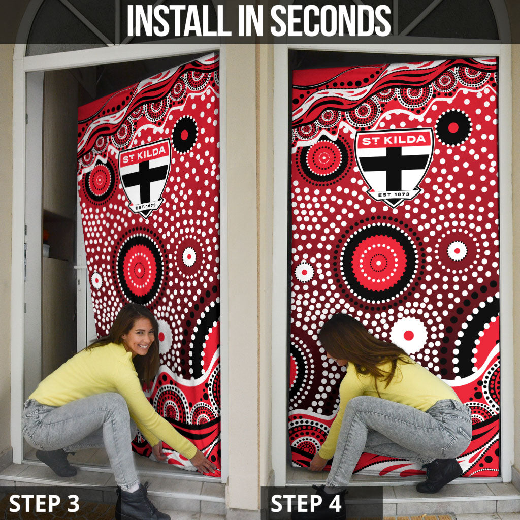 St Kilda Saints Door Cover Aboriginal Dot Pattern - Football Mascot Heritage Pride