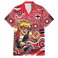 St Kilda Saints Family Matching Long Sleeve Bodycon Dress and Hawaiian Shirt Aboriginal Dot Pattern - Football Mascot Heritage Pride