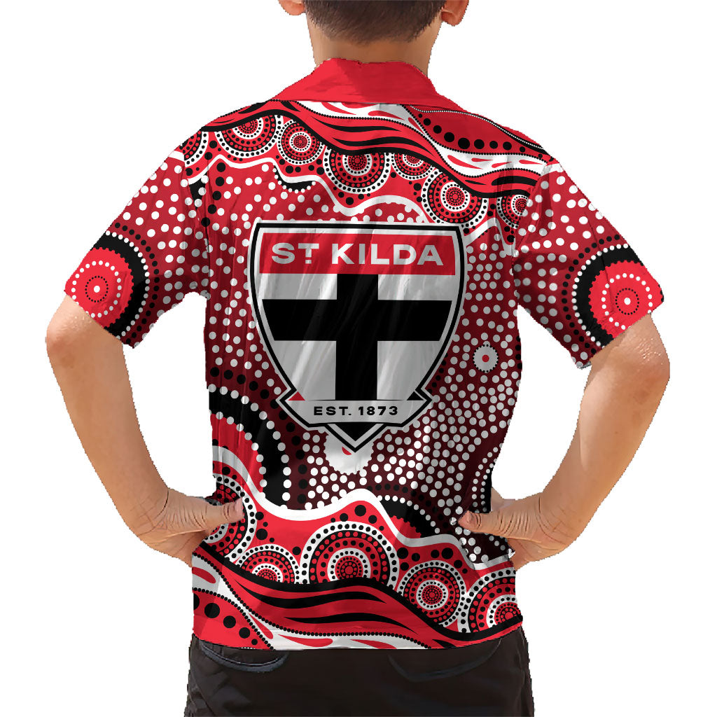 St Kilda Saints Family Matching Mermaid Dress and Hawaiian Shirt Aboriginal Dot Pattern - Football Mascot Heritage Pride