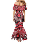 St Kilda Saints Family Matching Mermaid Dress and Hawaiian Shirt Aboriginal Dot Pattern - Football Mascot Heritage Pride