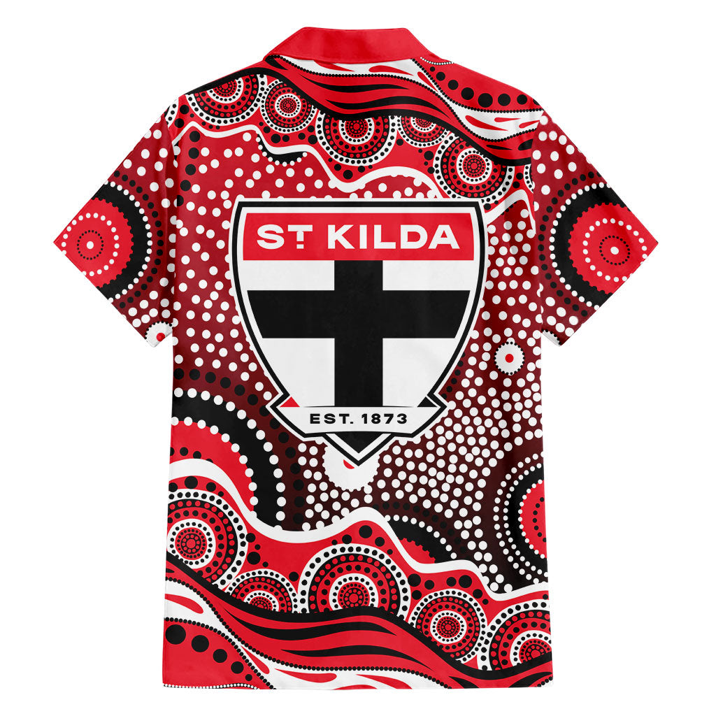 St Kilda Saints Family Matching Summer Maxi Dress and Hawaiian Shirt Aboriginal Dot Pattern - Football Mascot Heritage Pride
