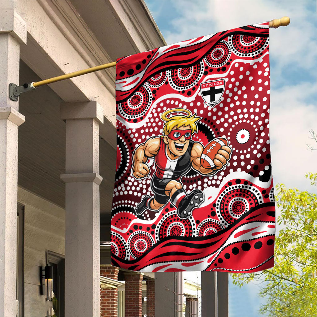 St Kilda Saints Garden Flag Aboriginal Dot Pattern - Football Mascot Heritage Pride